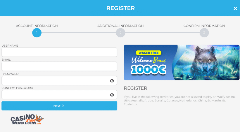 wolfy casino registrering